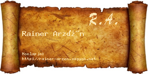 Rainer Arzén névjegykártya